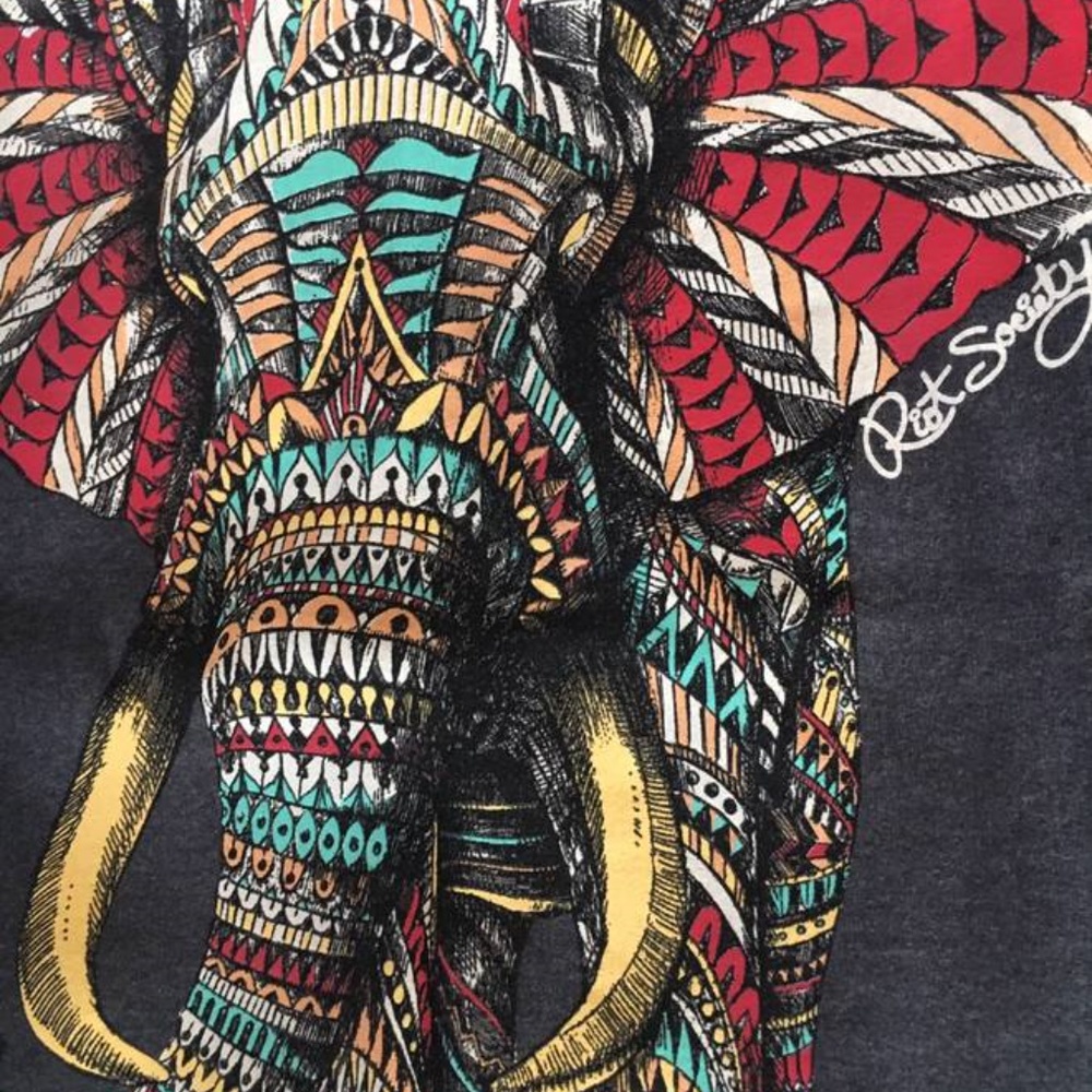 Riot Society Sweatshirt Fleece Elephant Large L - Picture 2 of 3